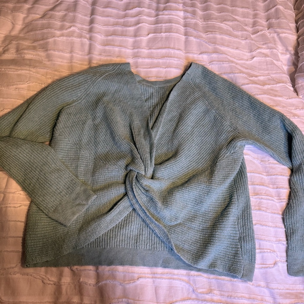 Aerie V-Neck Twist Sweater - Soft Blue
